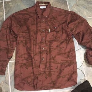 Columbia River Lodge Print Button Up Top LS